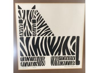 Pencil Signed Robert Waterman Framed Zebra Litho Print