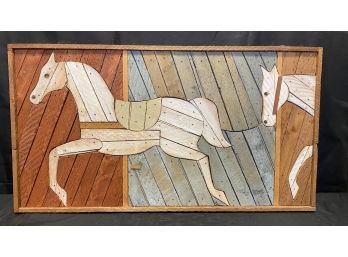 Vintage Theodore Degroot Wood Lath Art Horses