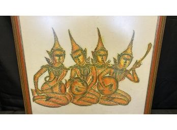 Vintage Framed Thai Temple Rubbing