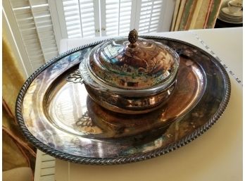 Large Silverplate Tray And Tureen