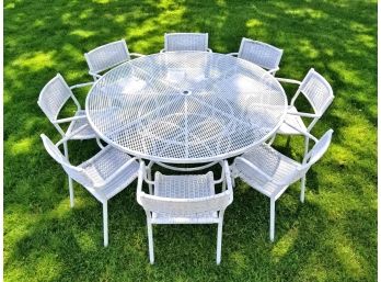 Vintage Aluminum And Wicker Dining Set