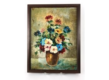 Signed Original Still Life Floral Oil On Canvas