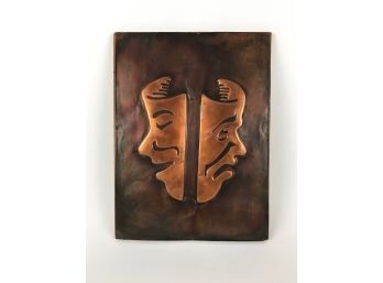 Greek Theater Mask Copper Relief Wall Hanging