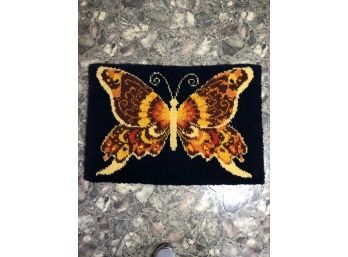 Vintage Hand Hooked Butterfly Rug