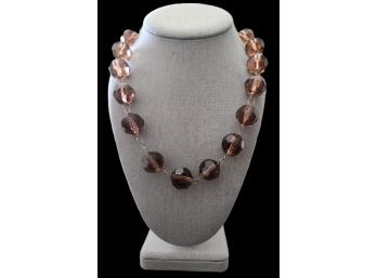 Large Chunky Brown Clear Beaded Necklace