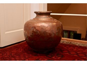 Large Heavy Middle Eastern Copper Pot With Signature Markings