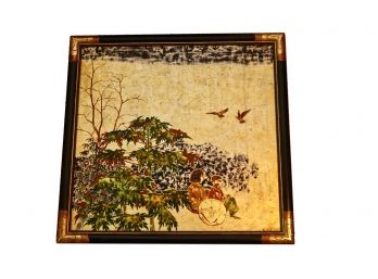 Signed Contemporary Gold Lacquer Painting By Vietnamese Artist Nguyen Dinh Tuyen