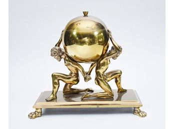 Solid Brass Double Atlas Statue Desktop Piece