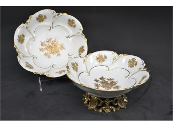 Two Antique Porcelain Gilded Bowls