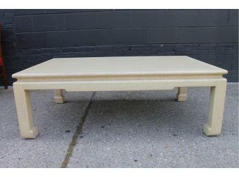 Possible Karl Springer Grasscloth Coffee Table