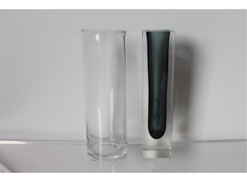 Lot Of 2 Beautiful Glass Vases, 1 MURANO
