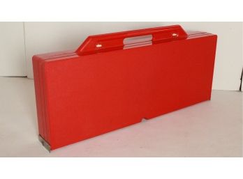 Mid Century Modern, Red Plastic Foldable Picnic Bench + Table