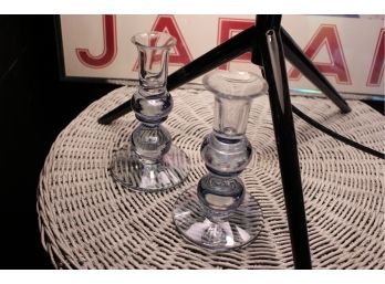 Beautiful Pair Of Vintage Glass Candlesticks