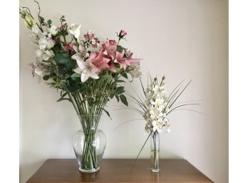 Faux Flowers In Glass Vases