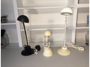 Three Halogen Desk Lamps