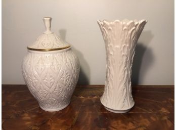Lenox China Vase And Covered Vessel