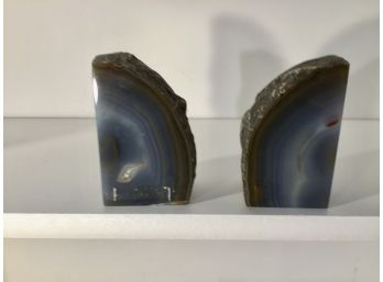 Two Polished And Cut Stone Decor Pieces