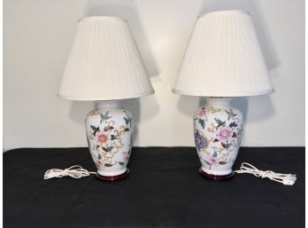 Pair Of Asian Urn Form Table Lamps
