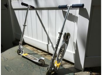 Two Vintage Titan Folding Scooters