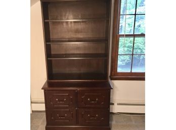 Four Drawer File Cabinet With Bookcase Hutch Top