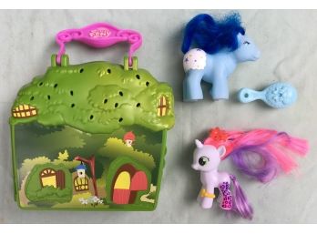 Vintage My Little Pony 2 Pony Play Set With Barn House Storage Carry Case