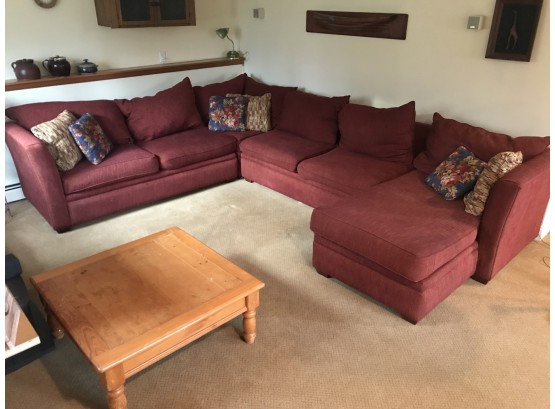 Contemporary Klaussner Sectional Sofa In Burgundy