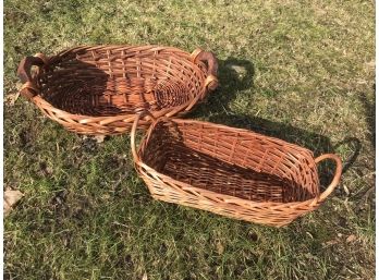 Collection Of 2 Vintage Wicker Bread Baskets
