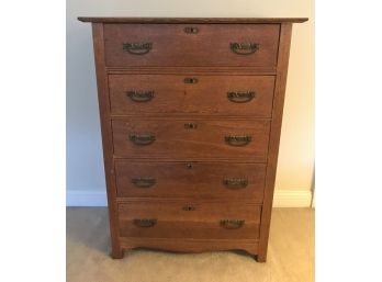 Vintage 5 Drawers Wooden Dresser Or Chest Of Drawers