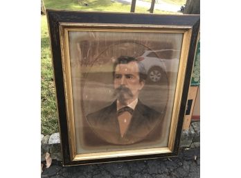 Large Victorian Painted Portrait Of A Gentleman