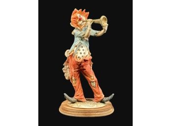 Vintage And Retro Pucci 'Hobo Playing Horn Trumpet' Figurine On Wood Base - Taiwan