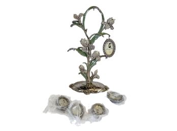 Dazzling New Ashleigh Manor Iris Family Tree Purple Display With Five Pewter Photo Frames