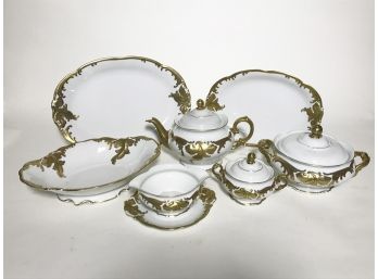 Vintage Polish 'Wawel' 7 Pieces White & Gold Porcelain Completer Set