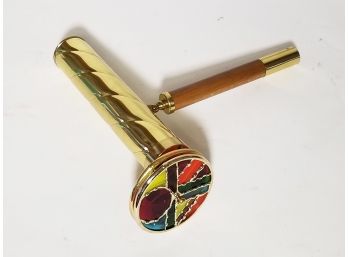 Vintage Brass And Wood Handled Kaleidescope - LARGE