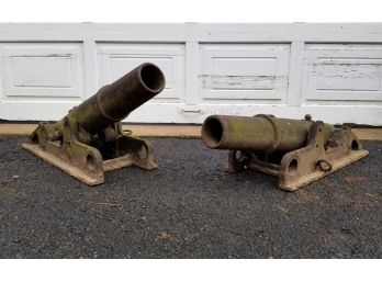 Pair Large Cast Iron Cannons