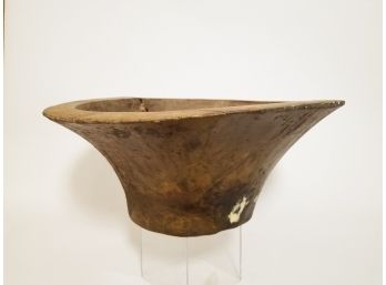 Large Primitive Wooden Bowl Or Grain Grinding Vessel
