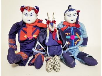 Vintage Asian Porcelain And Fabric Dolls