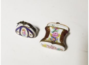 2 Small French Limoges Porcelain Trinket Boxes.