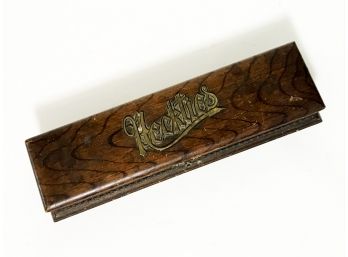 Antique Wooden Velvet Lined 'Neckties' Storage Box