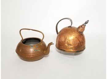Pair Of Vintage Copper Tea Kettles