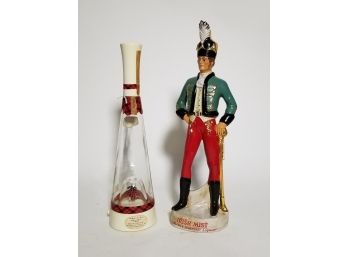 Really Cool Scottish Glass Liquor Bottle & Irish Mist Figural Liquor Bottle