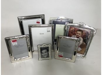 2 Wallace Sterling Silver 5x7' Photo Frames & 5 Misc Silver Tone Frames