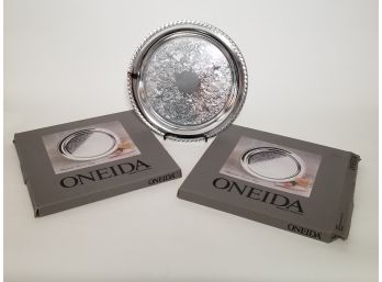 Oneida Silver Plated Round Serving Trays