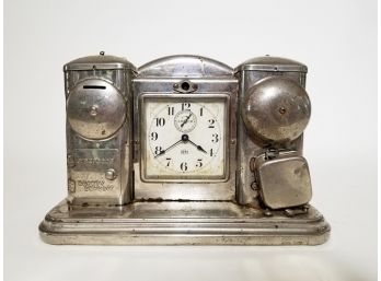 Steampunk Antique Novelty DCM Alarm Clock With Safety Deposit Box (As Is)