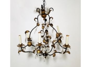 Delicate Tole And Crystal Chandelier