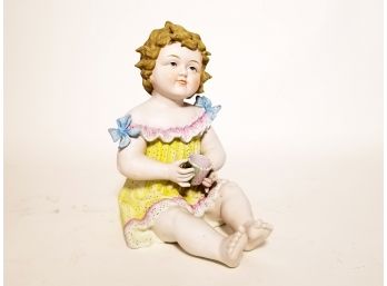 Vintage Capodimante Style Painted Bisque Porcelain Figurine Of A Girl