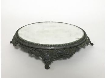 Very Ornate Antique Cast Iron & Glass Vanity Tray