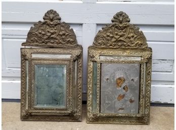 2 Gilded Roccoco Style Framed  Mirror And Miraculous Imageary