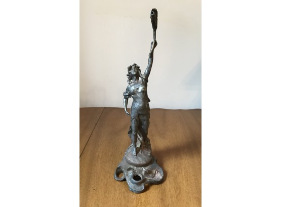 Monumental Vintage Cast Bronze Figural Table Lighter