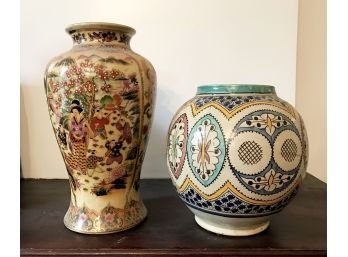 2 Porcelain Vase, 1 Japanese Satsuma And 1 Turkish