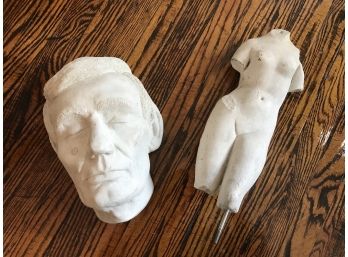 2  Unglazed Handmade Ceramic Figural Sculpture